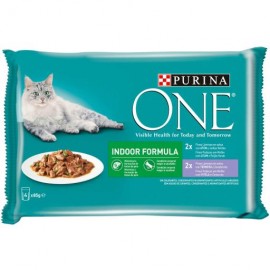 Purina One Comida Húmeda Indoor Formula Finas Láminas Atún y Ternera en Salsa